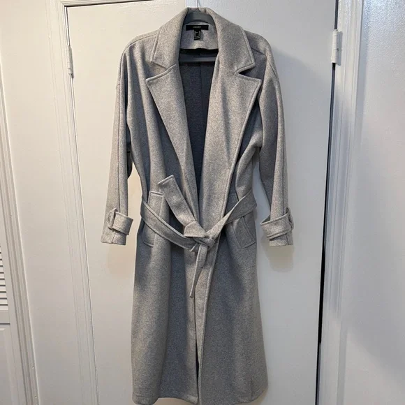 Forever 21 Light Gray Trench Winter Coat - Picture 2 of 10
